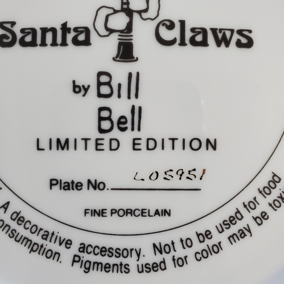 Santa Claws Bill Bell limited edition collectible Christmas cat porcelain plate - Picture 10 of 11
